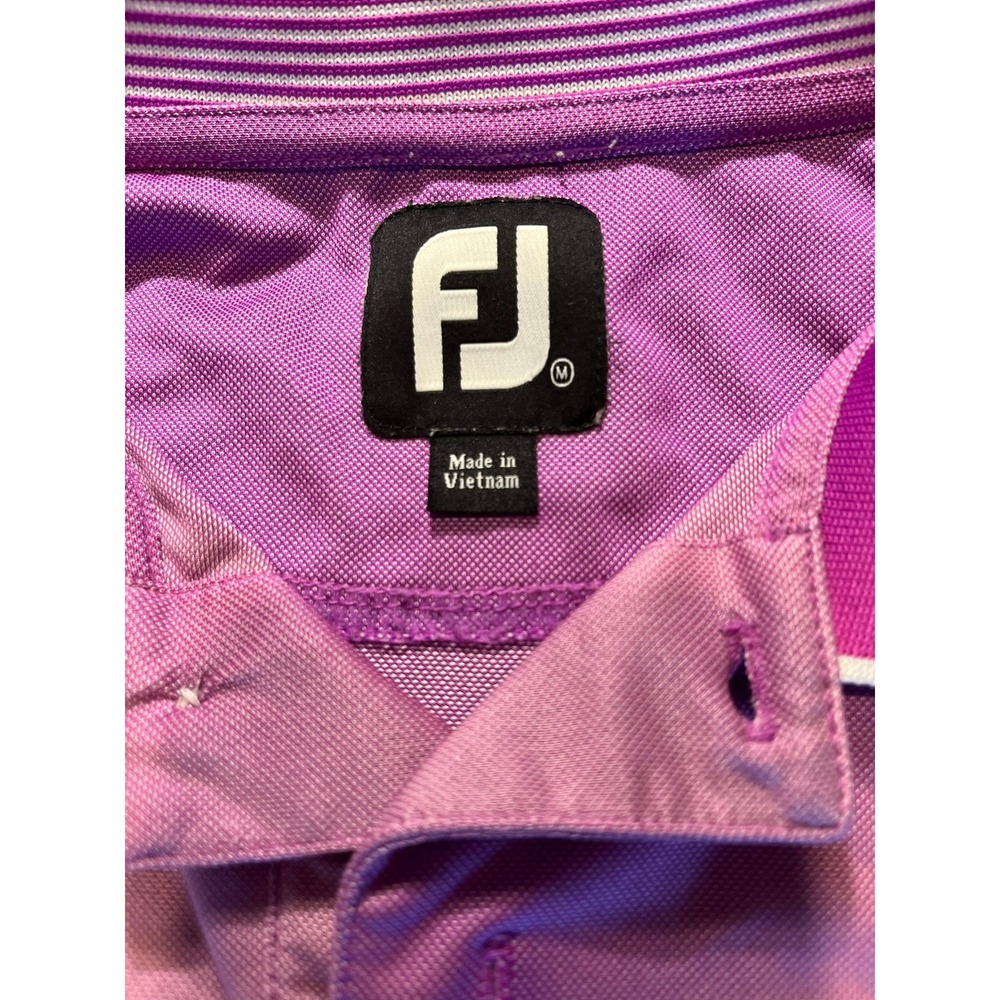FootJoy FJ Golf Polo‎ Shirt Mens Medium Pink Performance DryJoy 1928 Embroidered - Picture 3 of 5